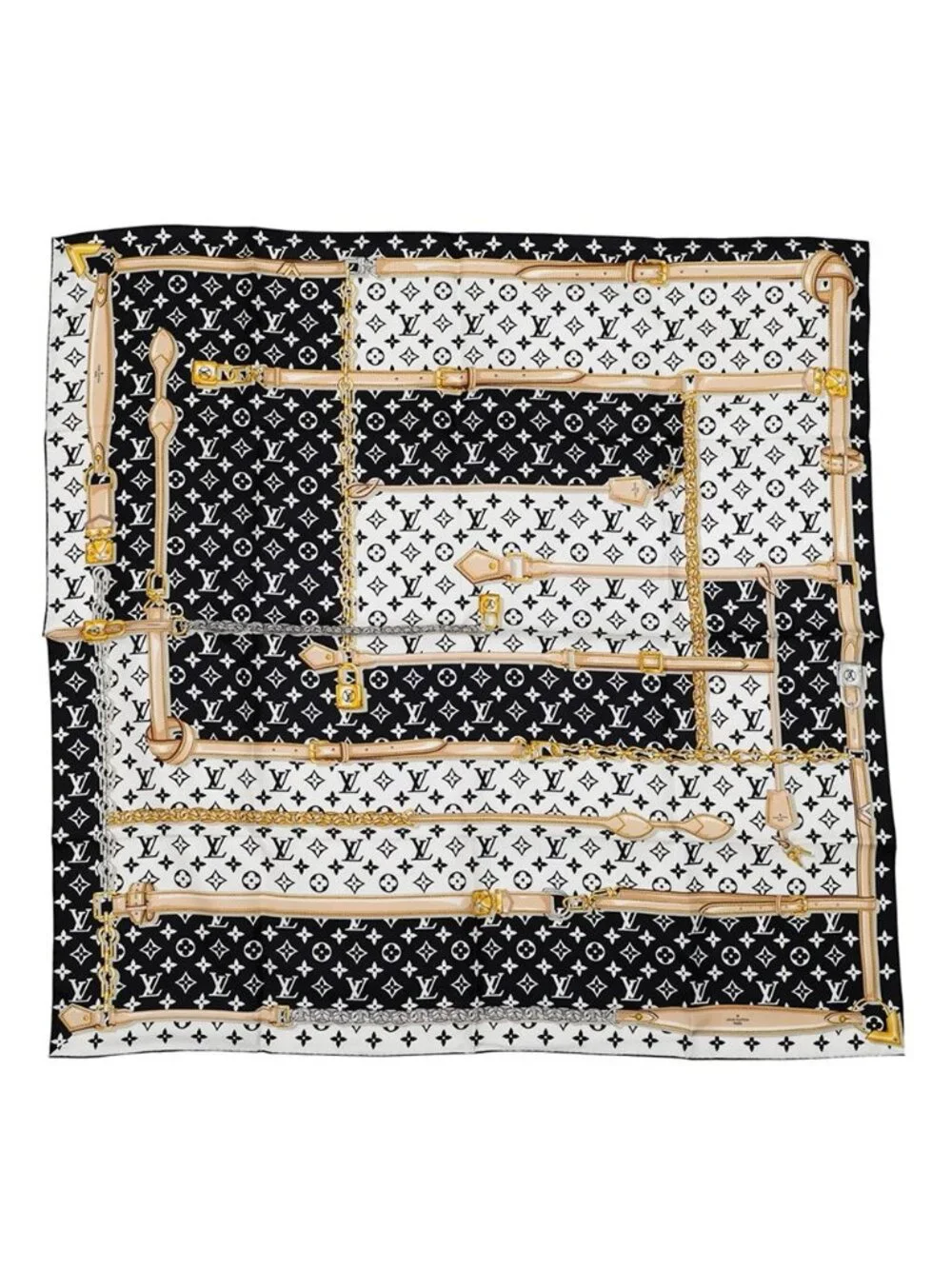 Louis Vuitton Scarf Carre Monogram Confidential Silk Black